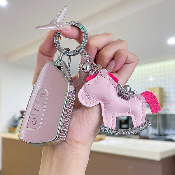 Jetta VS5 Key Cover - Durable & Stylish | Wholesale & Custom Logo - Color Classification: K Style Pink Diamond + Horse