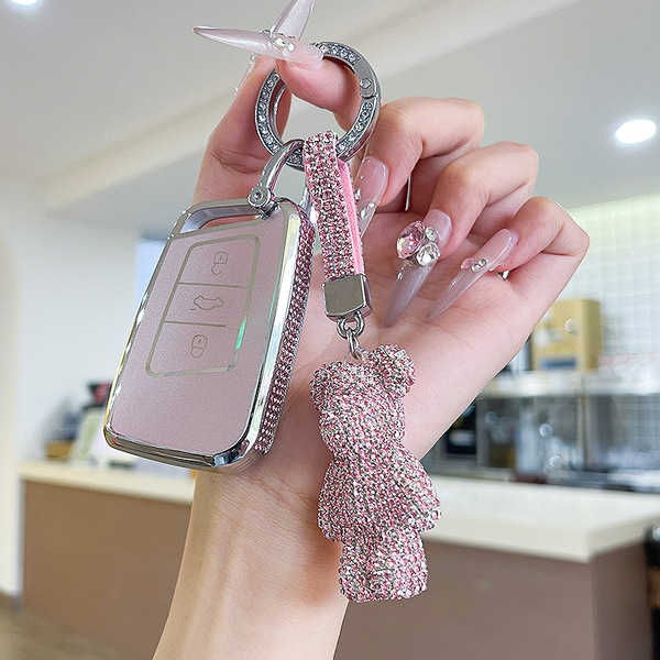 Jetta VS5 Key Cover - Durable & Stylish | Wholesale & Custom Logo - Color Classification: Style D - Pink Diamond + Teddy Bear
