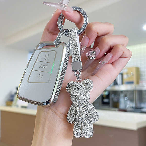Jetta VS5 Key Cover - Durable & Stylish | Wholesale & Custom Logo - Color Classification: Style D - White Diamond + Teddy Bear