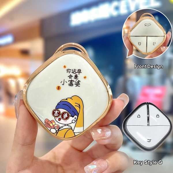 Mini EV Key Cover - Stylish & Protective | Wholesale & Custom Logo - G-style gold-rimmed