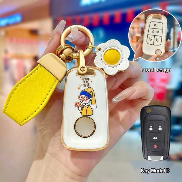 Chevrolet Key Cover - Durable & Stylish | Wholesale & Custom Logo - Style D, gold-trimmed
