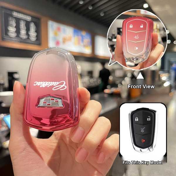 Cadillac Key Cover - Durable & Stylish | Wholesale & Custom Logo - Cadillac Model A Smart 4-Button Set: Gradient Pink (Single Set)