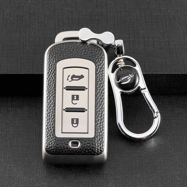 Mitsubishi Car Key Cover - Durable & Stylish | Wholesale & Custom Logo - Mitsubishi Model A: Aurora Silver (Single Set + Metal Buckle)