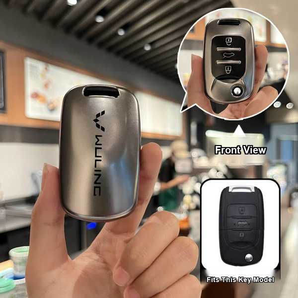 Wuling Hongguang Key Cover - Durable & Stylish | Wholesale & Custom - Wuling B-type folding 3-button model (gunmetal single set)