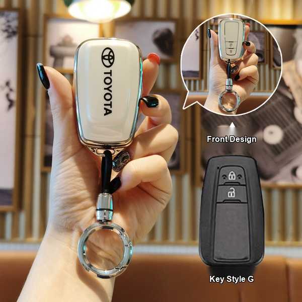 Toyota Corolla Key Cover - Stylish & Durable | Wholesale & Custom Logo - Toyota G-Class Smart 2-Button: Milk White (Single Set + Round Buckle)