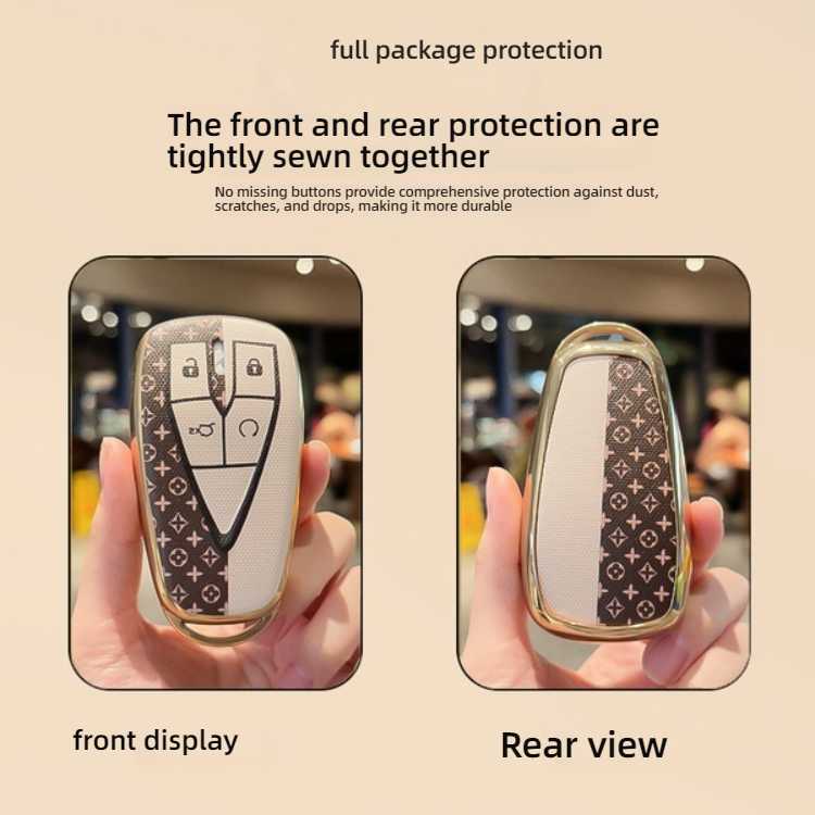 Changan cs75 plus key cover: premium pu leather smart key protection with front and rear display, offering full package prote...
