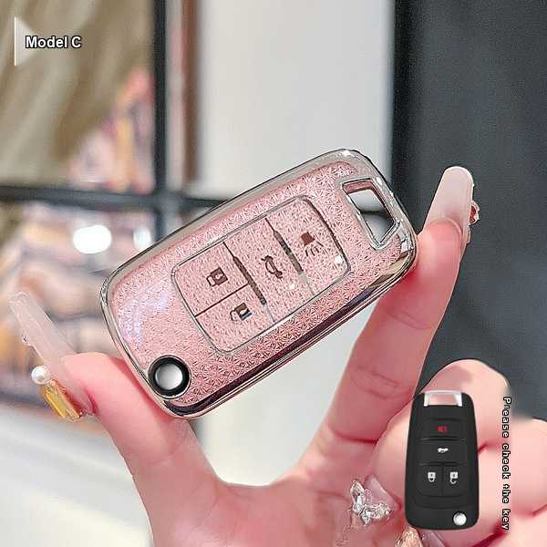 Buick Car Key Cover - Soft & Durable | Wholesale & Custom Logo - Buick C-type folding 4-button (pink single set)