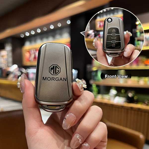 MG5 Key Cover - Durable & Protective | Wholesale & Custom Logo - MG Model A Folding 3-Button (Gunmetal Color, Single Set)