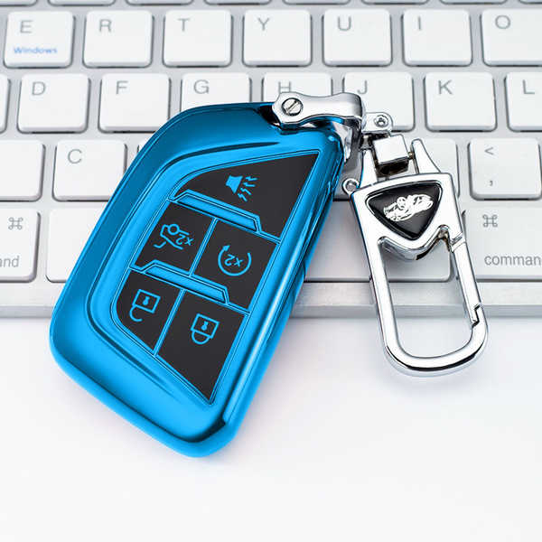 Cadillac CT5 Key Cover - Durable & Stylish | Wholesale & Custom Logo - Cadillac F model: Sapphire Blue (single set + upgraded anti-loss metal buckle)