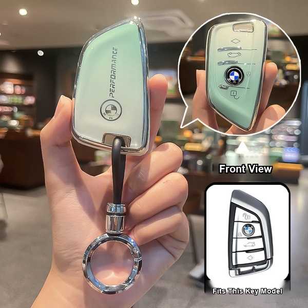 BMW Key Cover - Premium Blade Design | Wholesale & Custom Logo - BMW B Style: Gradient Green (Single Set + Silver Ring Buckle)