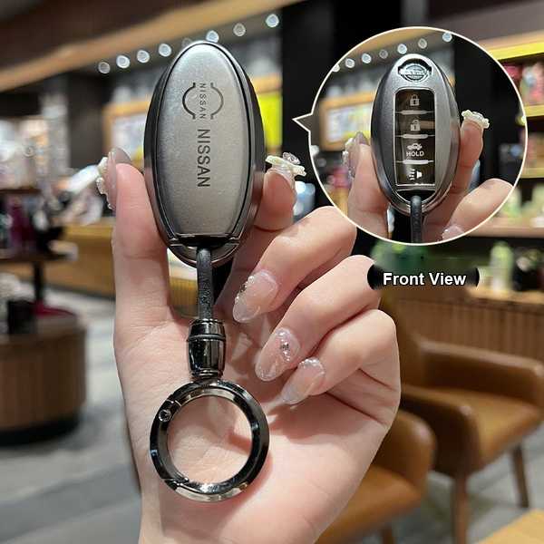 Nissan Key Cover - 14th Gen Sylphy & Qashqai | Wholesale & Custom - Nissan Model A Smart Four-Button Tail Button Horn (Single Set + Gunmetal Round Buckle)