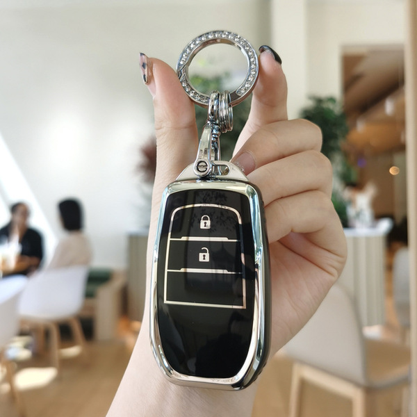 Toyota Camry Corolla Keychain - Stylish & Durable | Wholesale & Custom - Toyota C-Class: Premium Black (Single Shell + Diamond-Studded Buckle)