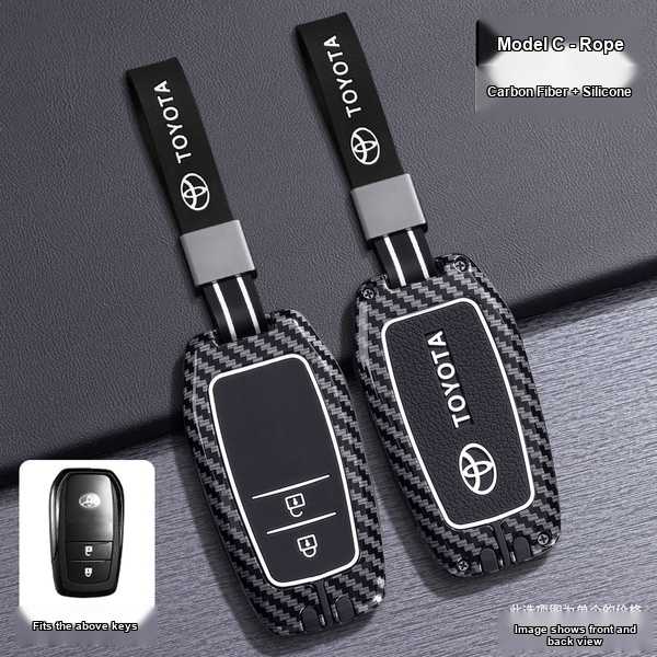 Camry Toyota 23/24 Keychain - Stylish & Durable | Wholesale & Custom - Toyota C-type Smart 2-button [Carbon Fiber Black] Single Set + Space Black Wristband Buckle