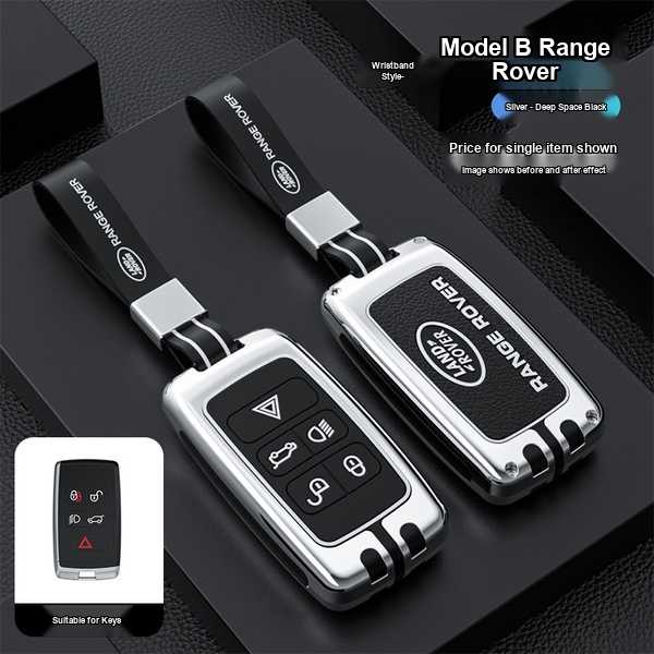 Silver and deep space black land rover key covers for range rover, defender 110 & discovery models, featuring a sleek design ...