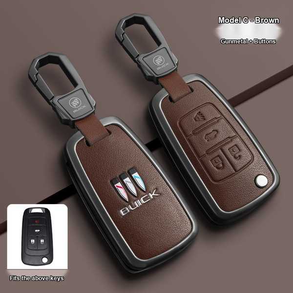 Buick Excelle Key Cover - Stylish & Durable | Wholesale & Custom Logo - Buick C-type folding 4-button (Mocha Brown single cover + button)