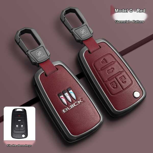 Buick Excelle Key Cover - Stylish & Durable | Wholesale & Custom Logo - Buick C-type folding 4-button (burgundy single cover + buckle)