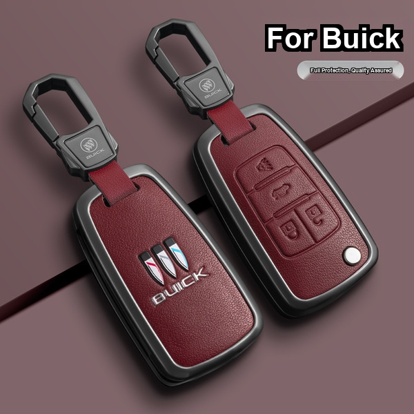 Elegant red leather key cover for buick excelle, featuring a sleek design and secure fit, perfect for women seeking style and...