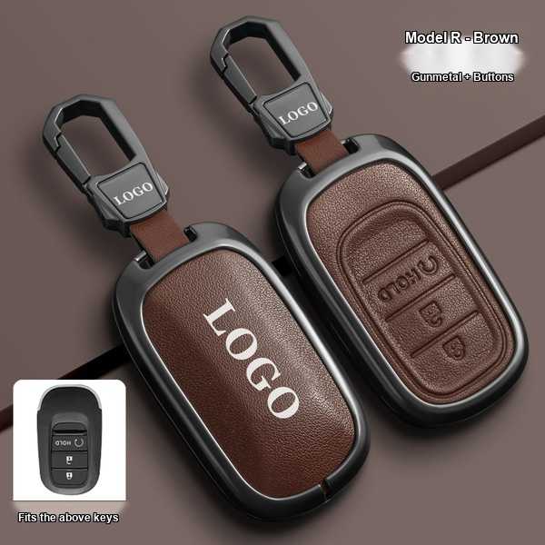 Honda Key Cover - Durable & Stylish | Wholesale & Custom Logo - Image K: Smart 3-Button Start (Mocha Brown Single Sleeve + Button)