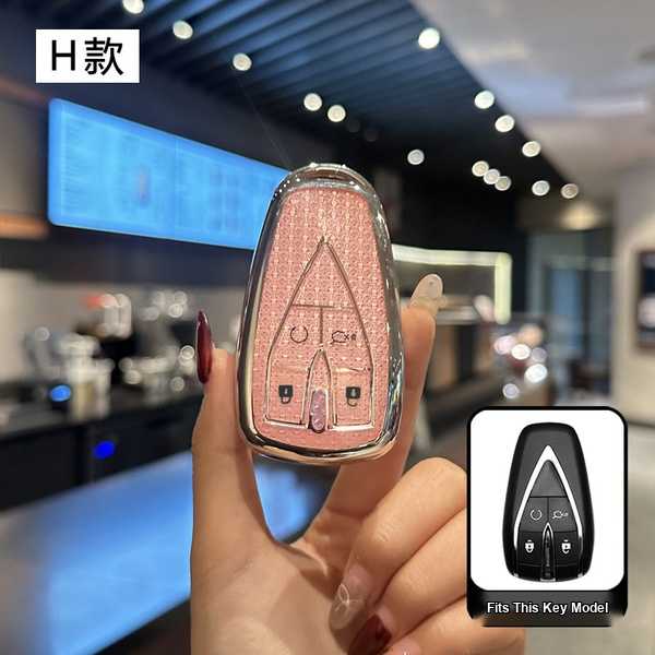 Changan CS75plus Key Cover - Durable & Stylish | Wholesale & Custom - Changan H-model smart 4-button: Diamond pattern pink (single set)