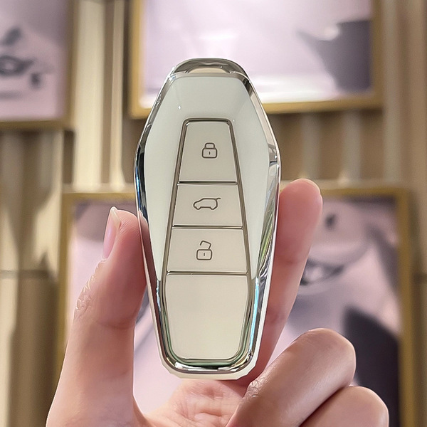 Chery iCar03 Key Cover - Durable & Stylish | Wholesale & Custom - Chery Model I Smart 3-Button: Milk White (Single Set)