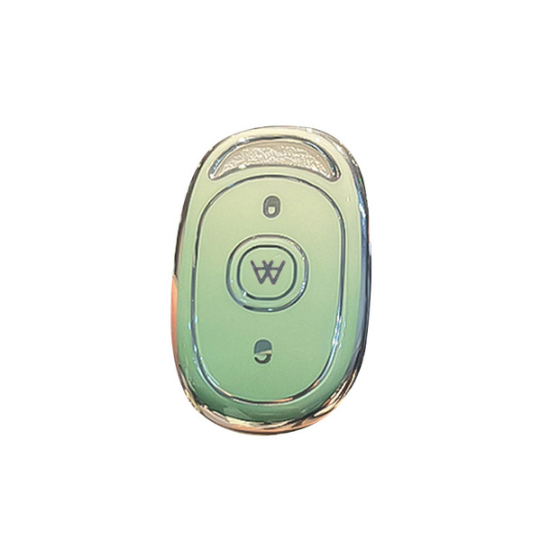 A green aima luna bubble key cover for e-bike remote, featuring a sleek design with lock and unlock buttons, ideal for protec...