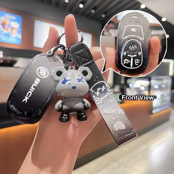Buick key cover for regal 2024, enclave, gl8 & encore, featuring a stylish bear charm and front view of the remote.