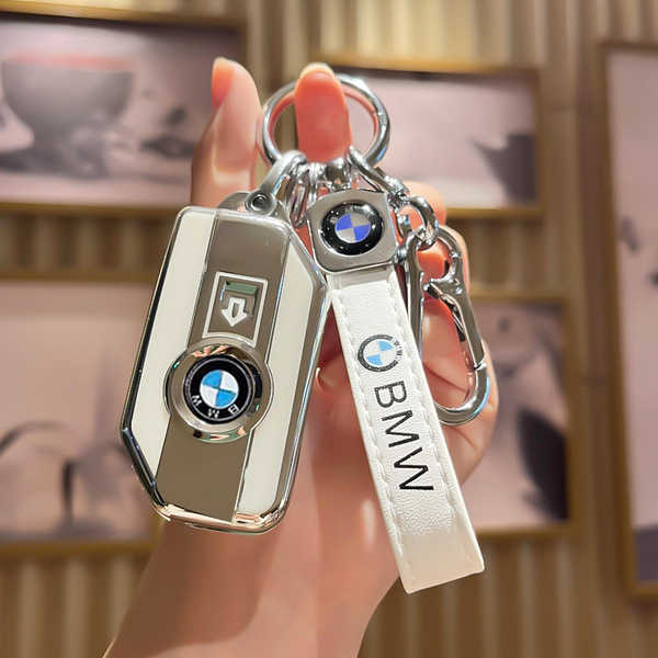 BMW 530li 325 X3 i3 Key Cover - Stylish & Durable | Wholesale & Custom - BMW Motorcycle Model A: Milk White (Single Shell + Second Generation Lanyard)