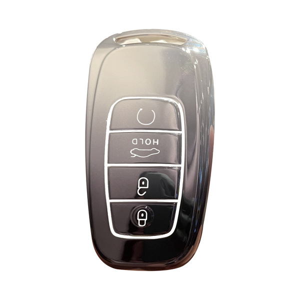 Premium leather key cover for red flag h5 2023, featuring a sleek design with four buttons: unlock, hold trunk, lock, and pan...