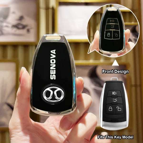 Beijing Auto D50 Key Cover - Non-Slip & Durable | Wholesale & Custom Logo - BAIC Senova A-type Smart 4-Button: Premium Black (Single Set)