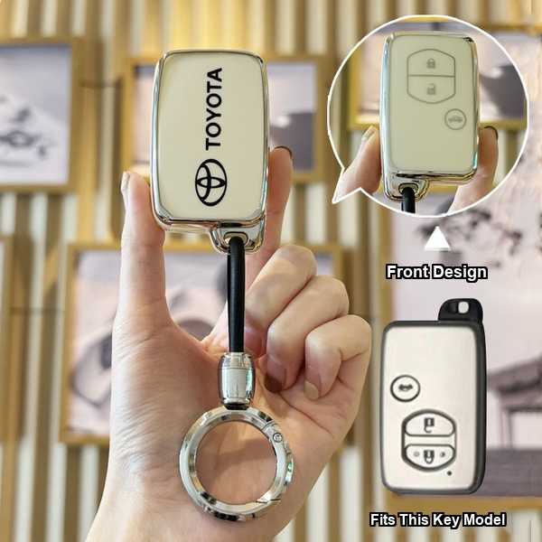 Toyota Key Case - Durable & Protective | Wholesale & Custom Logo - Toyota Model I Smart 3-Button Tail Box: Milk White (Single Set + Round Buckle)