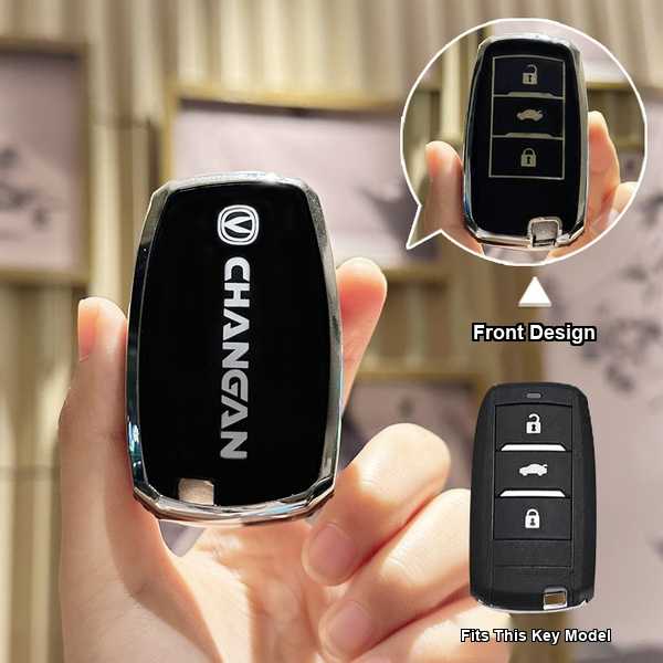 CS75 Key Cover - Durable & Stylish | Wholesale & Custom Logo - Changan C-type Smart Three-Button: Premium Black (Single Set)