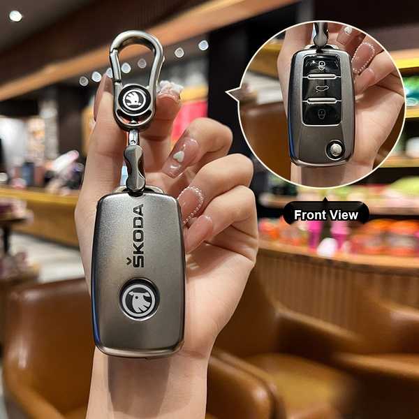 Skoda Key Cover - Durable & Stylish | Wholesale & Custom Logo - Skoda A-type folding 3-button set (single set + gunmetal metal buckle)