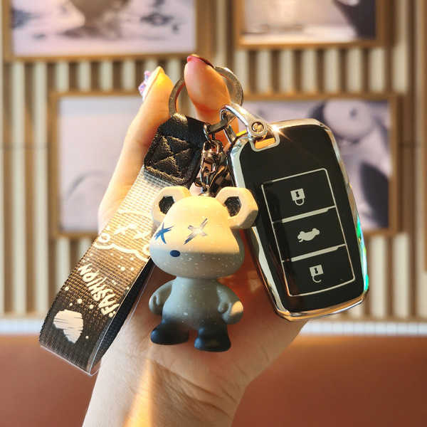 Changan CS75 Key Cover - Durable & Stylish | Wholesale & Custom Logo - Changan C-type Smart Three-Button: Premium Black (Single Shell + Violent Bear)