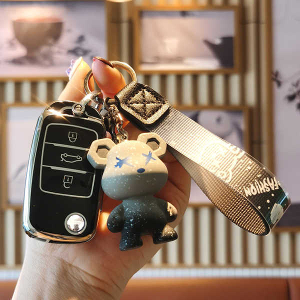 Changan Key Cover - Durable & Stylish | Wholesale & Custom Logo - Changan B-type folding three-button model: Premium Black (single shell + Violent Bear)