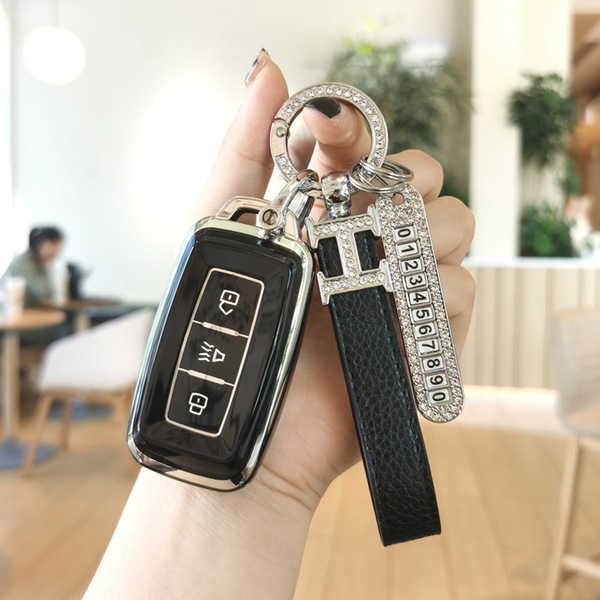 Chery Jietu X70 Key Cover - Durable & Stylish | Wholesale & Custom - Chery Jetour A: Premium Black (Single Set + H Lanyard + Number Plate)