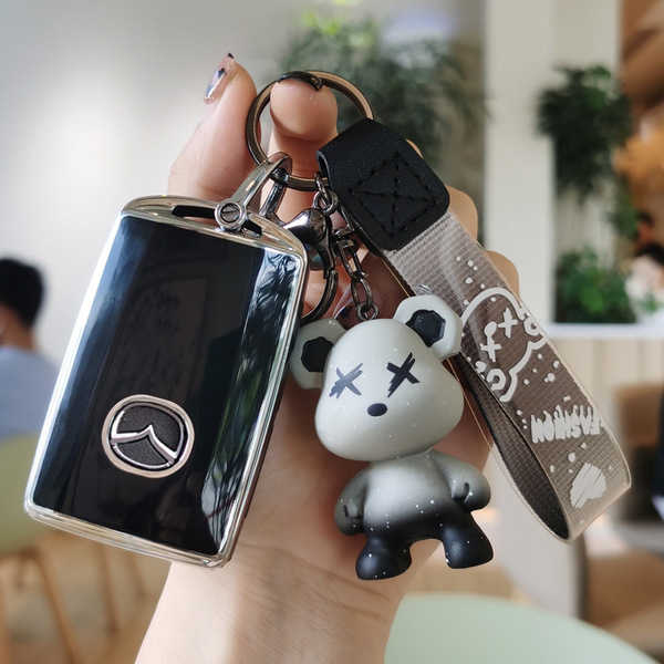 Mazda 3 Key Cover - High-End & Durable | Wholesale & Custom Logo - Mazda F Model: Premium Black (Single Shell + Violent Bear)