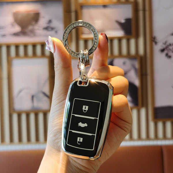 Keychain Key Cover for Landwind X2 - Stylish & Durable | Wholesale & Custom Logo - Landwind Model B: Premium Black (Single Shell + Diamond-Studded Buckle)