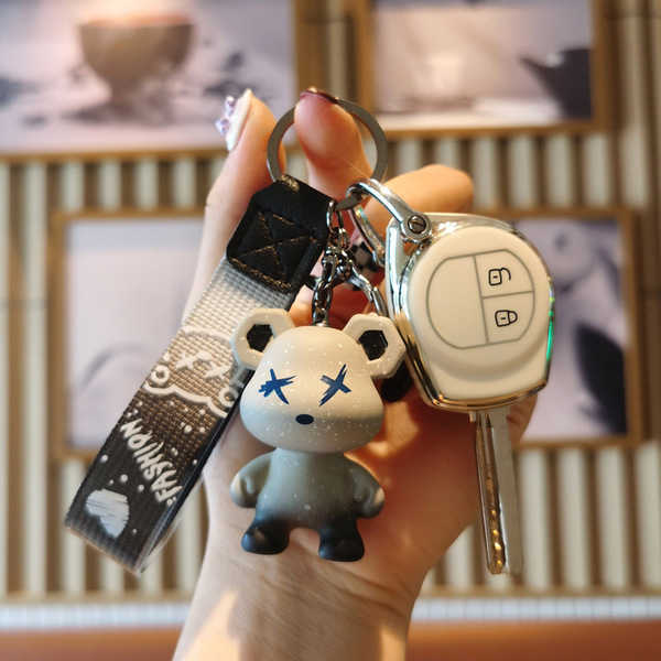 Suzuki Swift, Alto, Jimny Key Case - Durable & Stylish | Wholesale & Custom - Suzuki C-type candybar phone with two buttons: Milk White (single shell + Violent Bear)