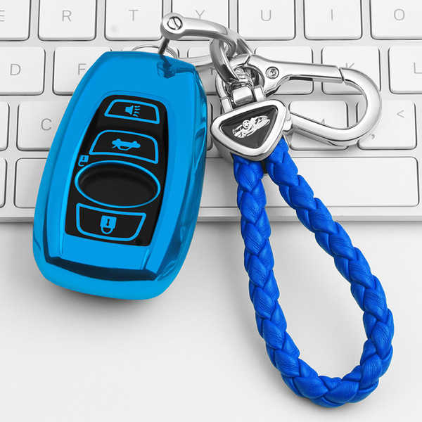 Subaru Forester 2021 Key Cover - Stylish & Durable | Wholesale & Custom - Subaru D model: Sapphire Blue (single set + triangular braided rope double buckle)