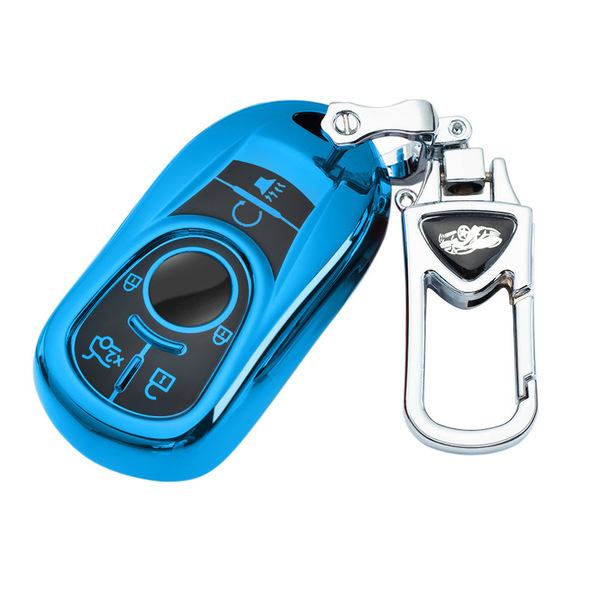 Blue buick key cover for enclave, encore gx, regal, lacrosse & gl, featuring a sleek design with functional buttons and a met...