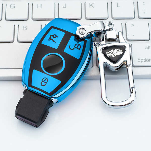 Mercedes Key Cover - Stylish & Durable | Wholesale & Custom Logo - Mercedes-Benz A-Class: Sapphire Blue (Single Set + Upgraded Anti-theft Metal Buckle)