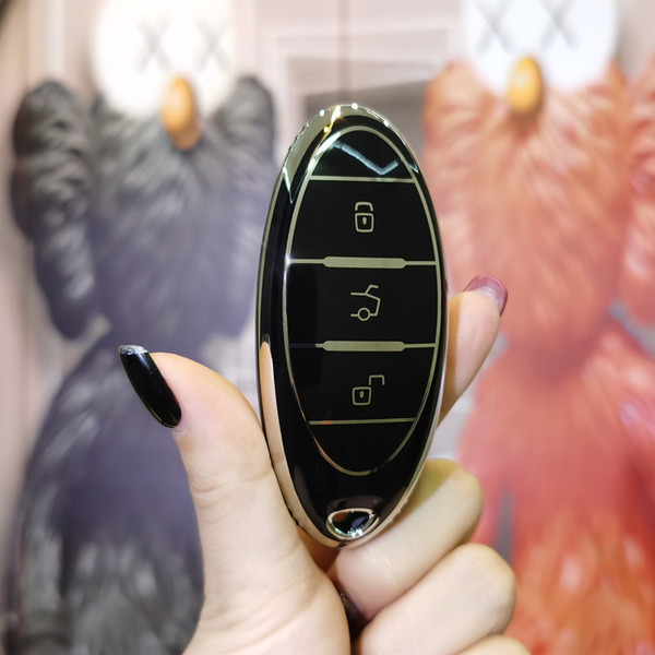 22款一汽奔腾T77钥匙套 - 耐用保护 | 批发与定制 - FAW Bestune F-type Smart 3-Button: Premium Black (Single Set)
