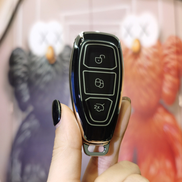 Ford Key Cover - Durable & Stylish | Wholesale & Custom Logo - Ford E-Class Smart 3-Button Set: Premium Black (Single Set)
