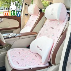 Miffy-themed honeycomb car seat cushion with matching headrest and lumbar support, featuring cute bunny patterns for a breath...