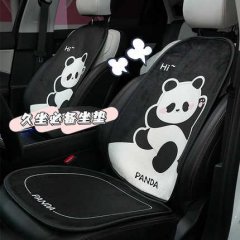 Cute panda-themed winter seat cushion with plush texture and non-slip design, perfect for cozy car rides.