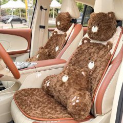 Cozy cartoon bear winter cushion: extra-thick plush car seat cover with adorable bear design for warmth and comfort.