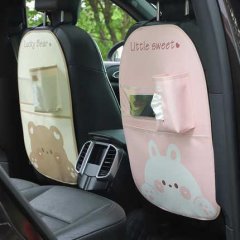 Car cartoon anti-kick seat mat featuring lucky bear and little sweet designs, offering leather-like dirt protection with cute...