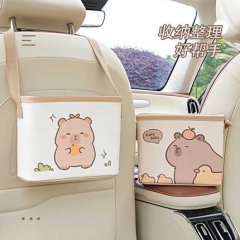 Kapibala-themed car storage bucket with cute animal designs, perfect for organizing your vehicles interior.