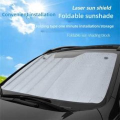 Car bubble sunshade with double-sided aluminum foil, featuring a foldable design for quick installation and effective sun pro...