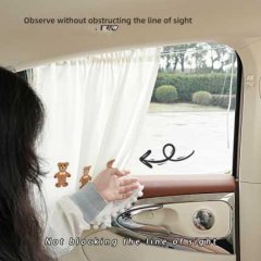Cartoon side window sunshade featuring adorable bear designs, offering heat and light blocking while maintaining clear visibi...